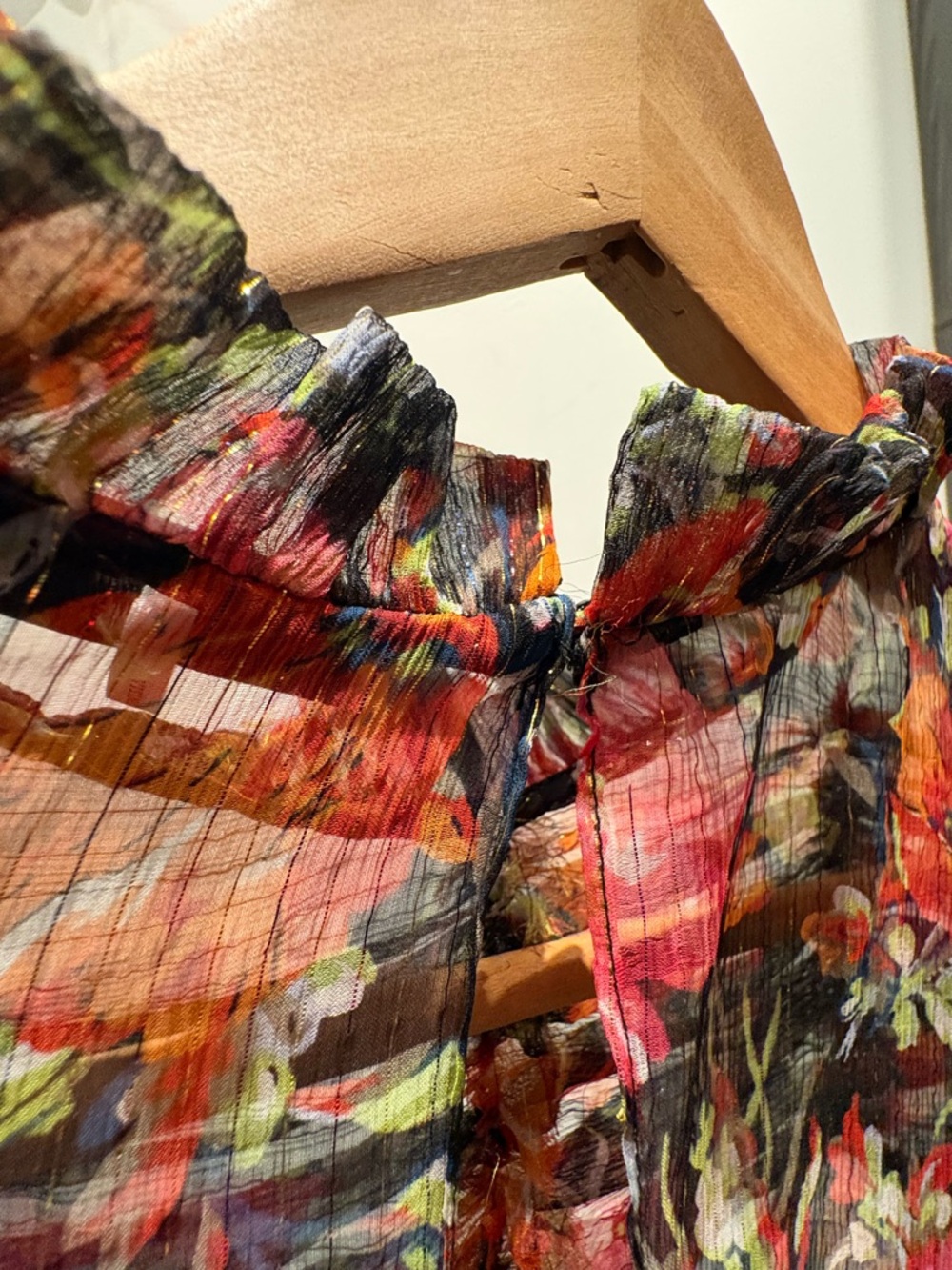 Sandro Black Sheer Floral Ruffled Neck Blouse - Picture 5 of 6